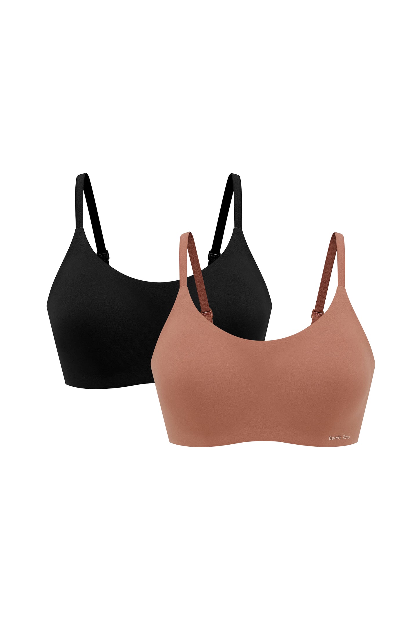 two bras in black and rust color