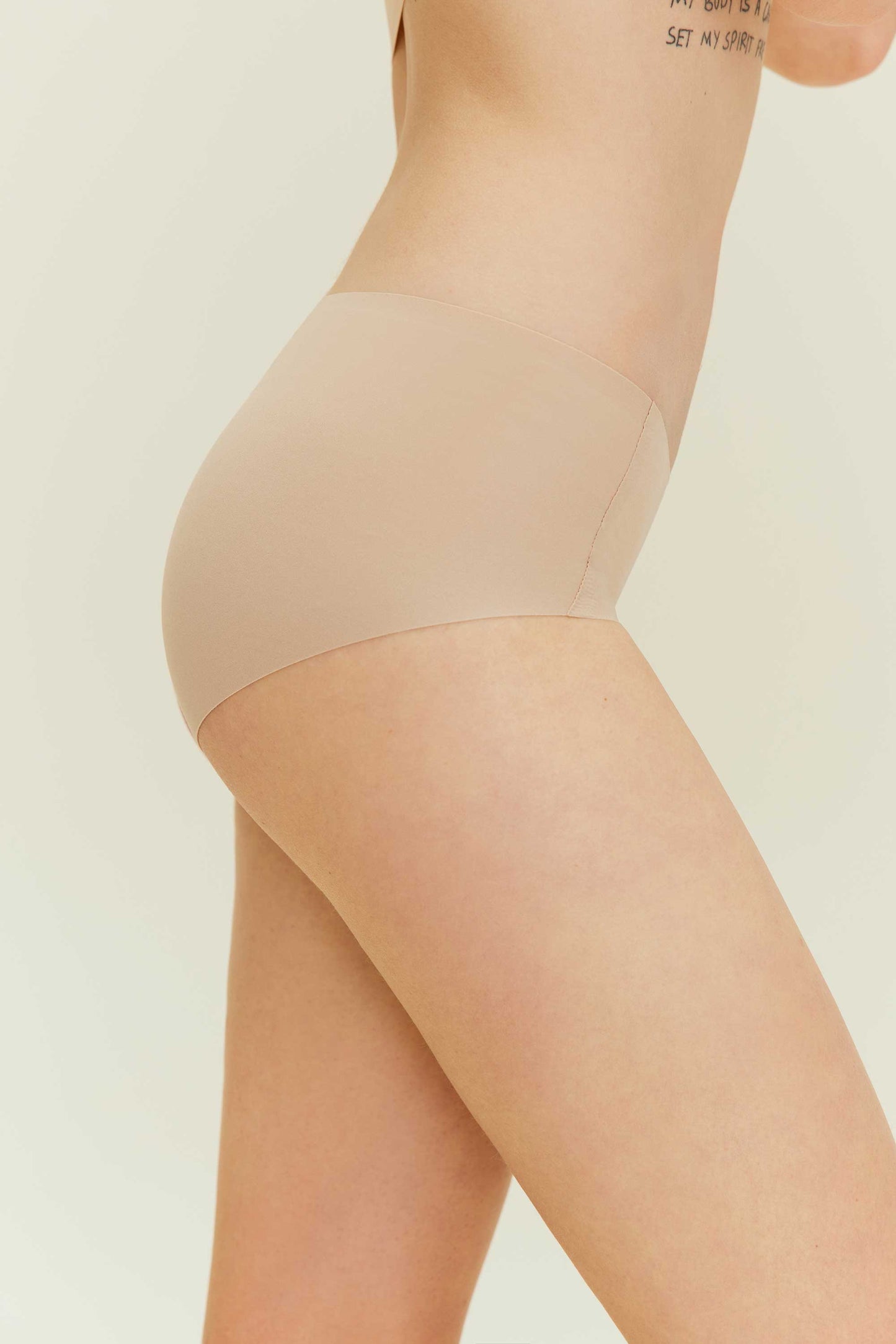 woman in light tan underwear