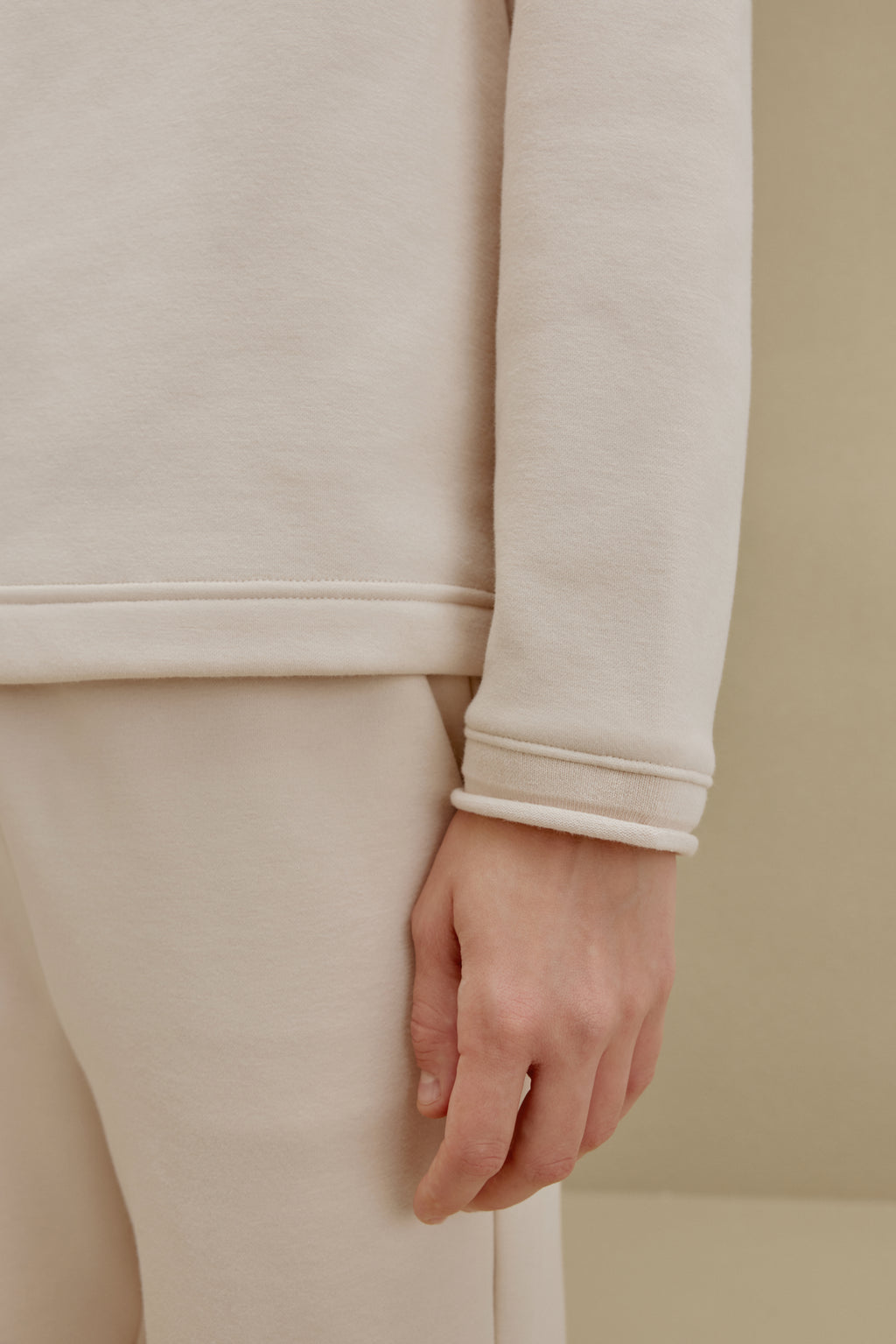 Off-white top in close-up