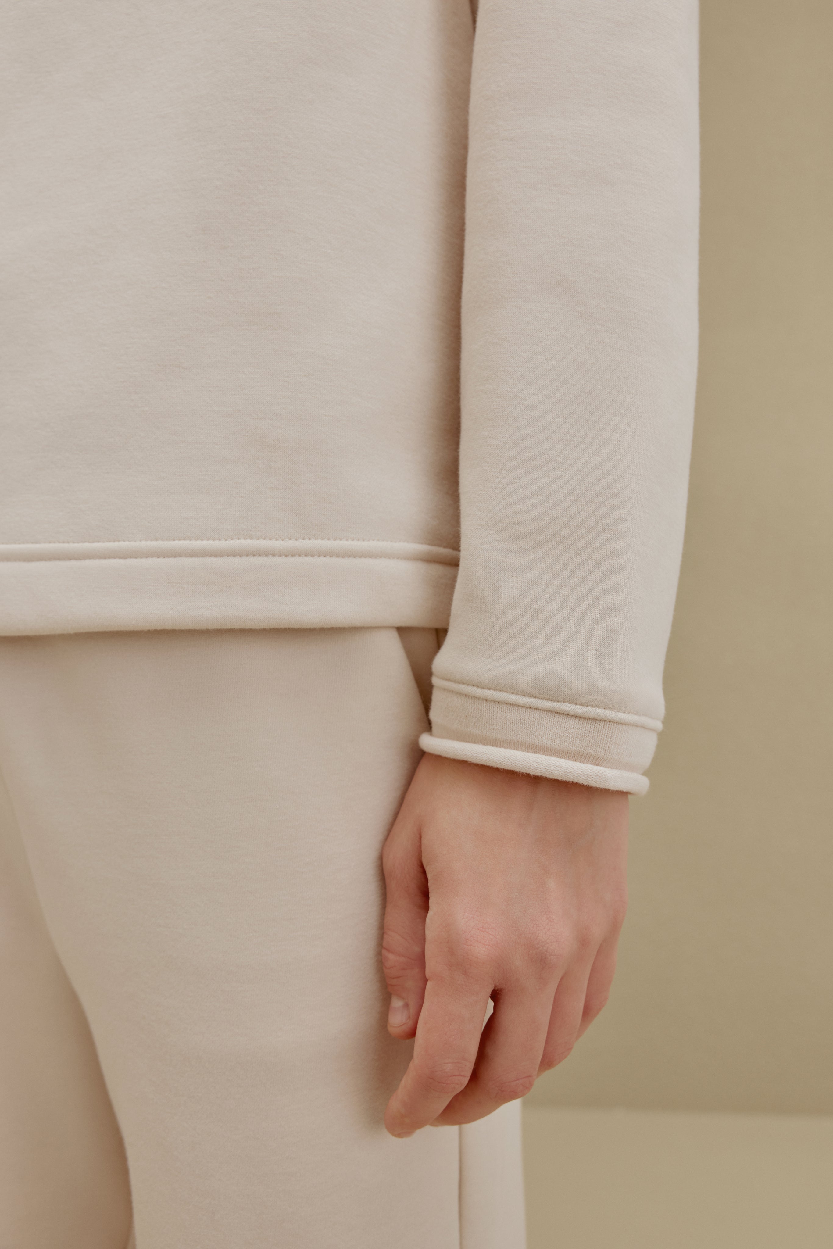 Off-white top in close-up