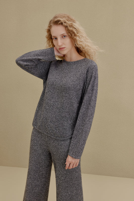 Cashmere Knitted Crew Neck Pull Over Top