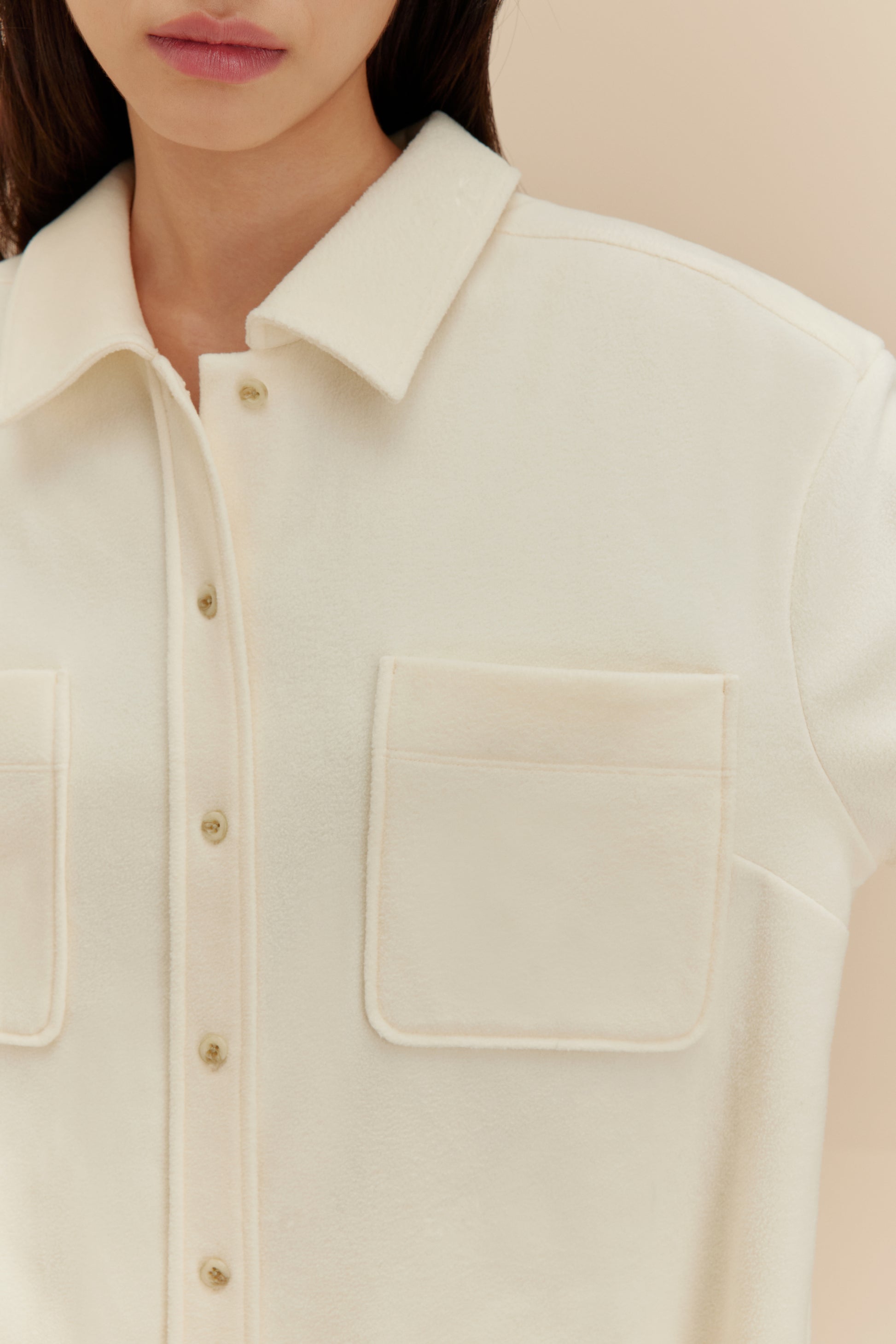 Close-up of white Plushy Pajama Tops