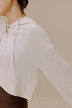 Close-up of white sweatshirt