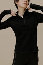 women in black active top