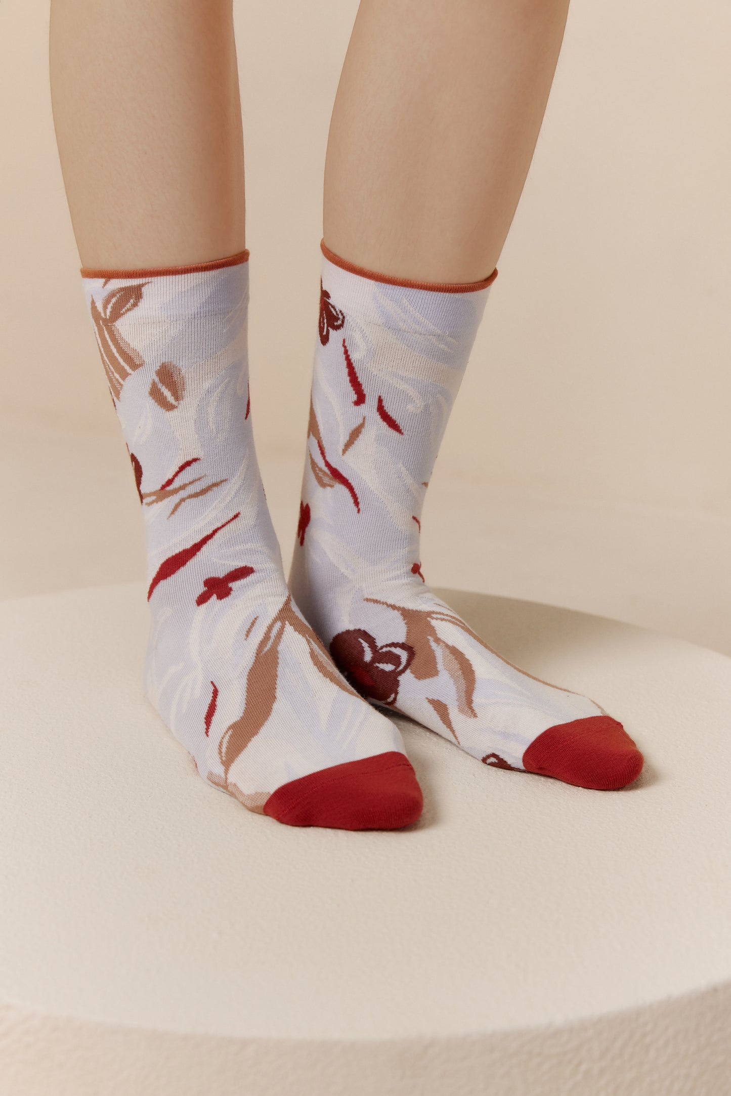 Snowflakes Ladies KV33 Cotton Printed Ankle Socks, Size: Free Siz