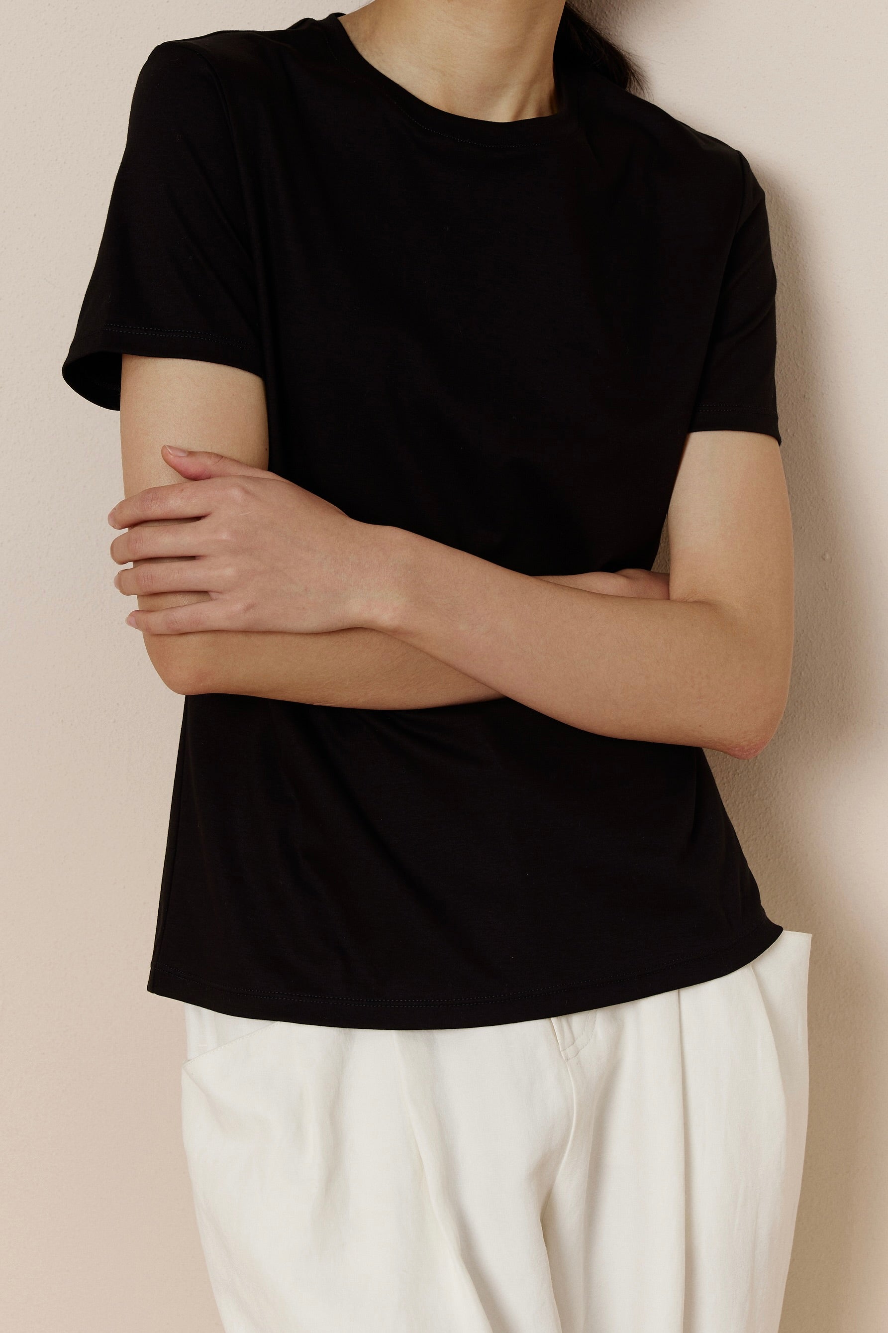 women in black Tee