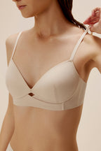 woman wearing beige bra