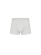 Flat lay of light gray boxer briefs