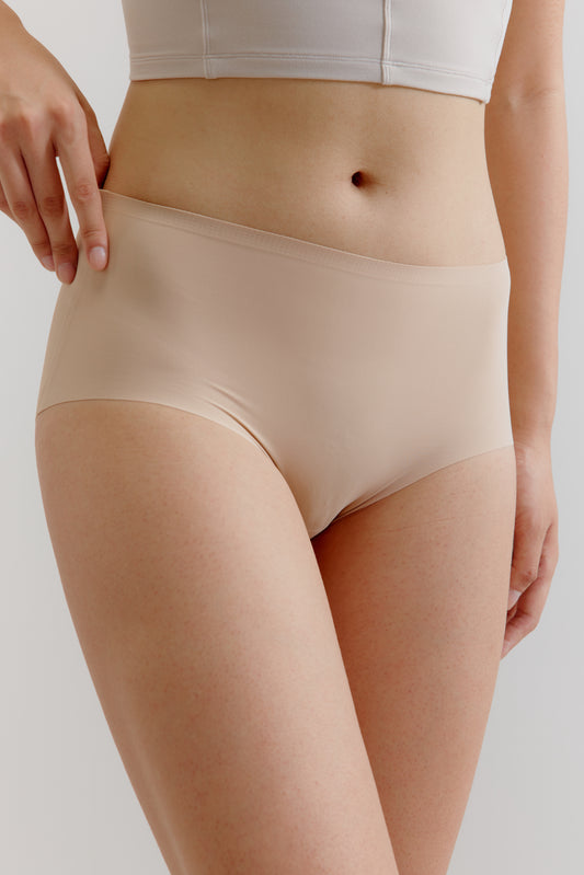Mid-waisted Abdomen Seamless Briefs 50S cotton Underwear Women's