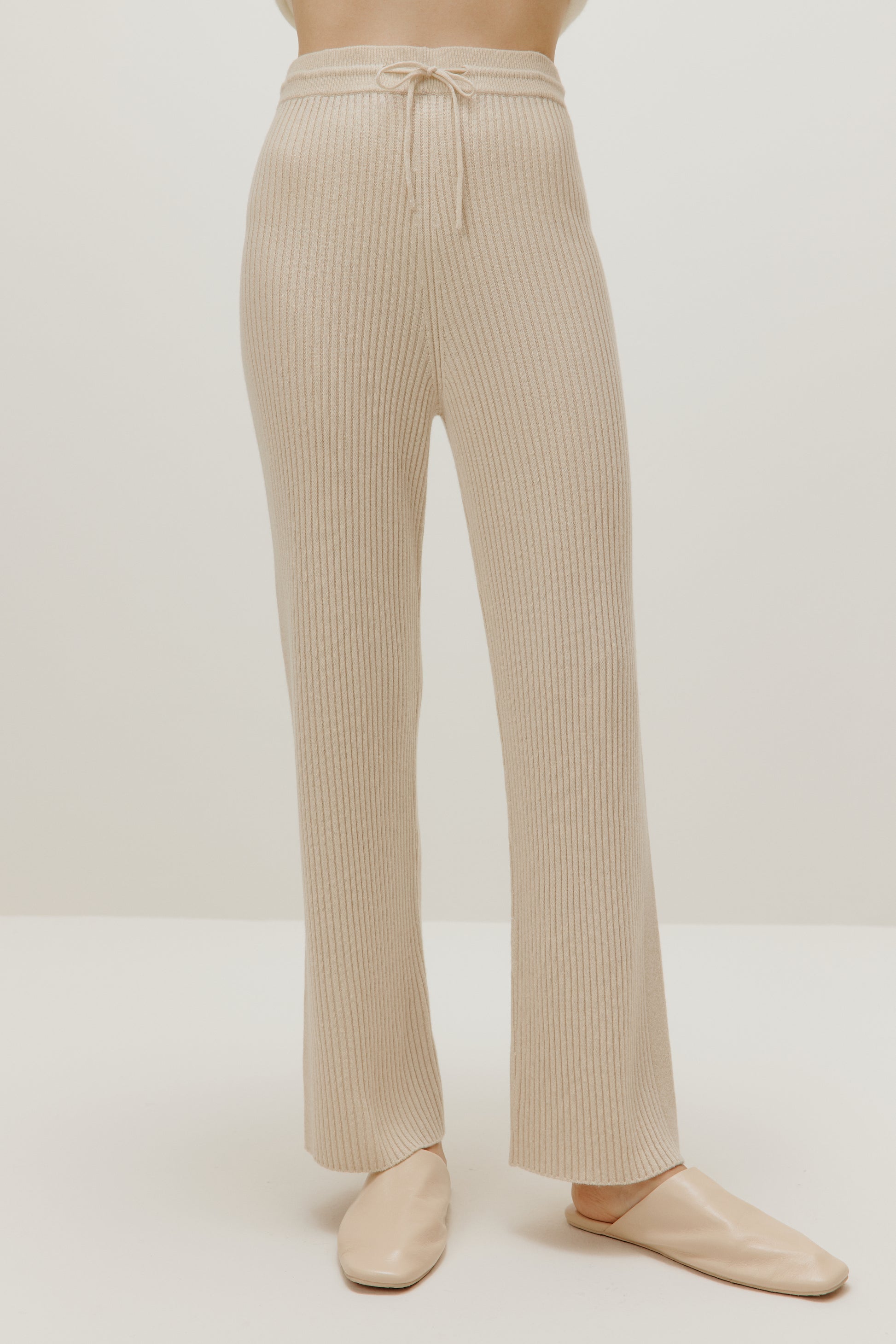 ivory flare knitted pants