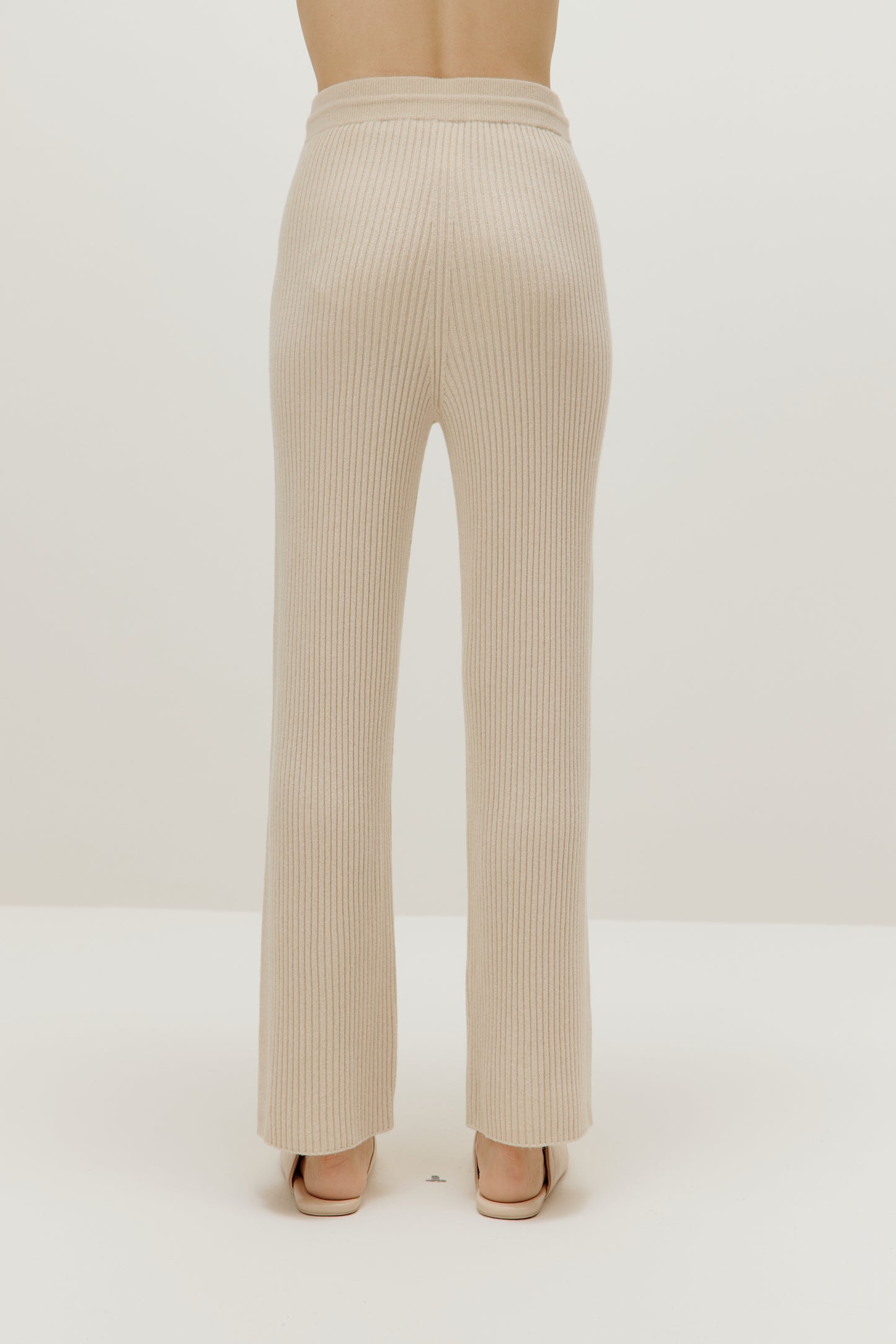 ivory flare knitted pants back