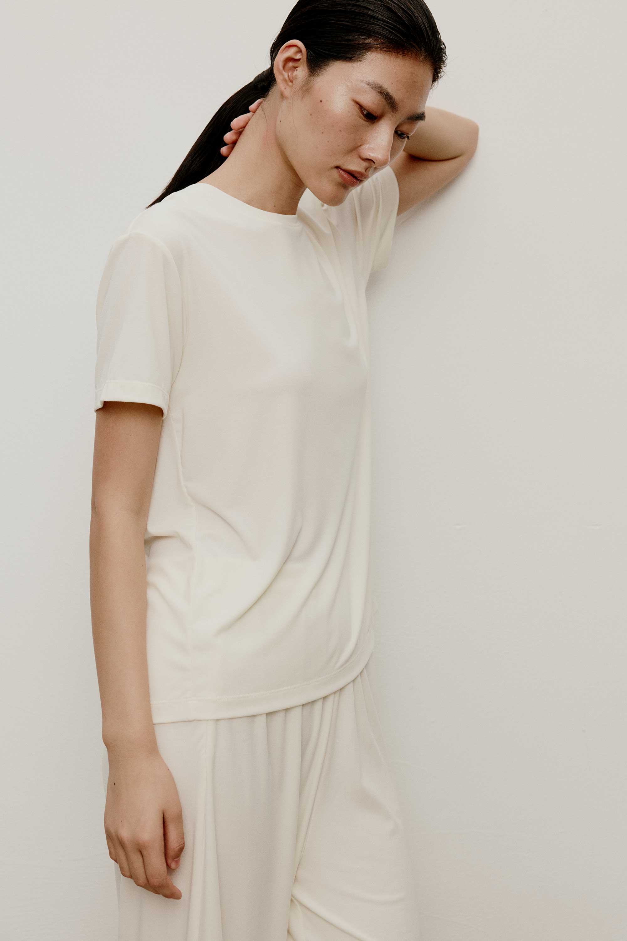 woman in white T-Shirt