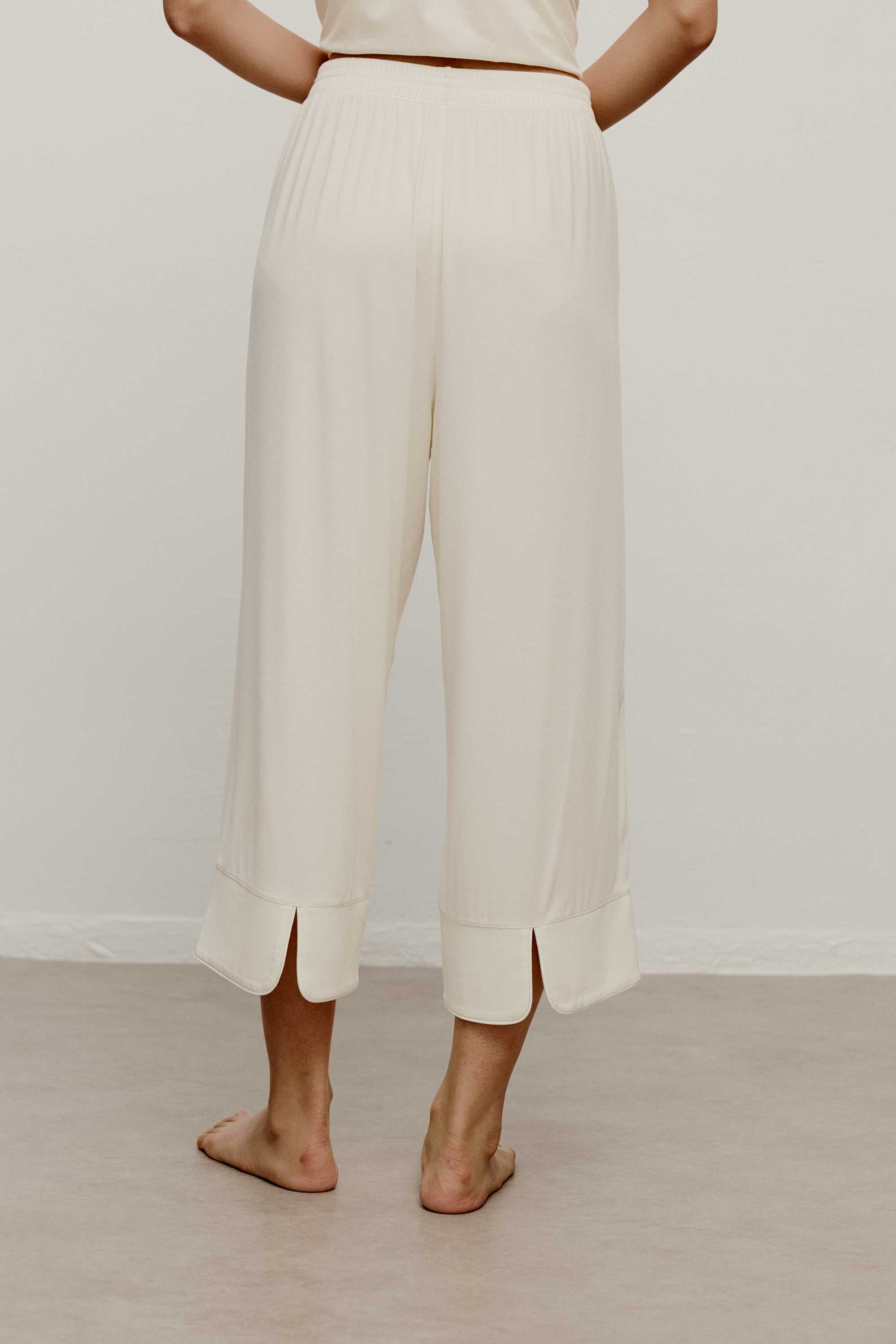 back of off white pajama pants