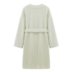 light green fleece robe back flat lay