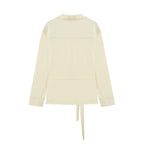 cream belted pajama top back