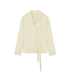 cream belted pajama top