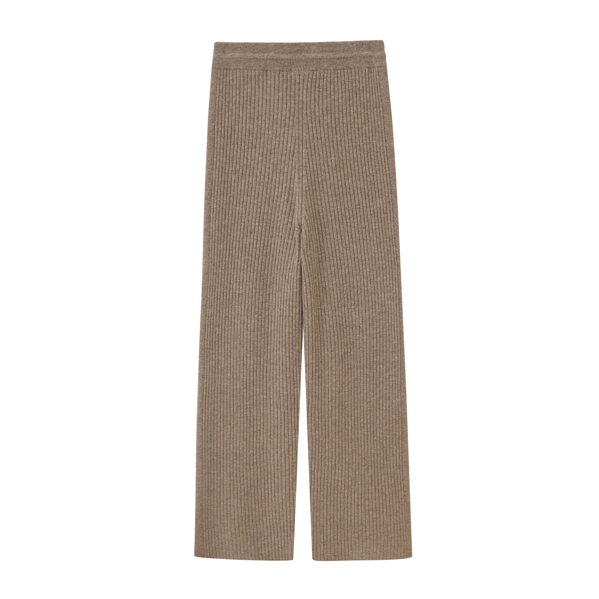 brown flare knitted pants back flat lay