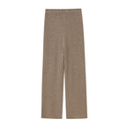 brown flare knitted pants back flat lay