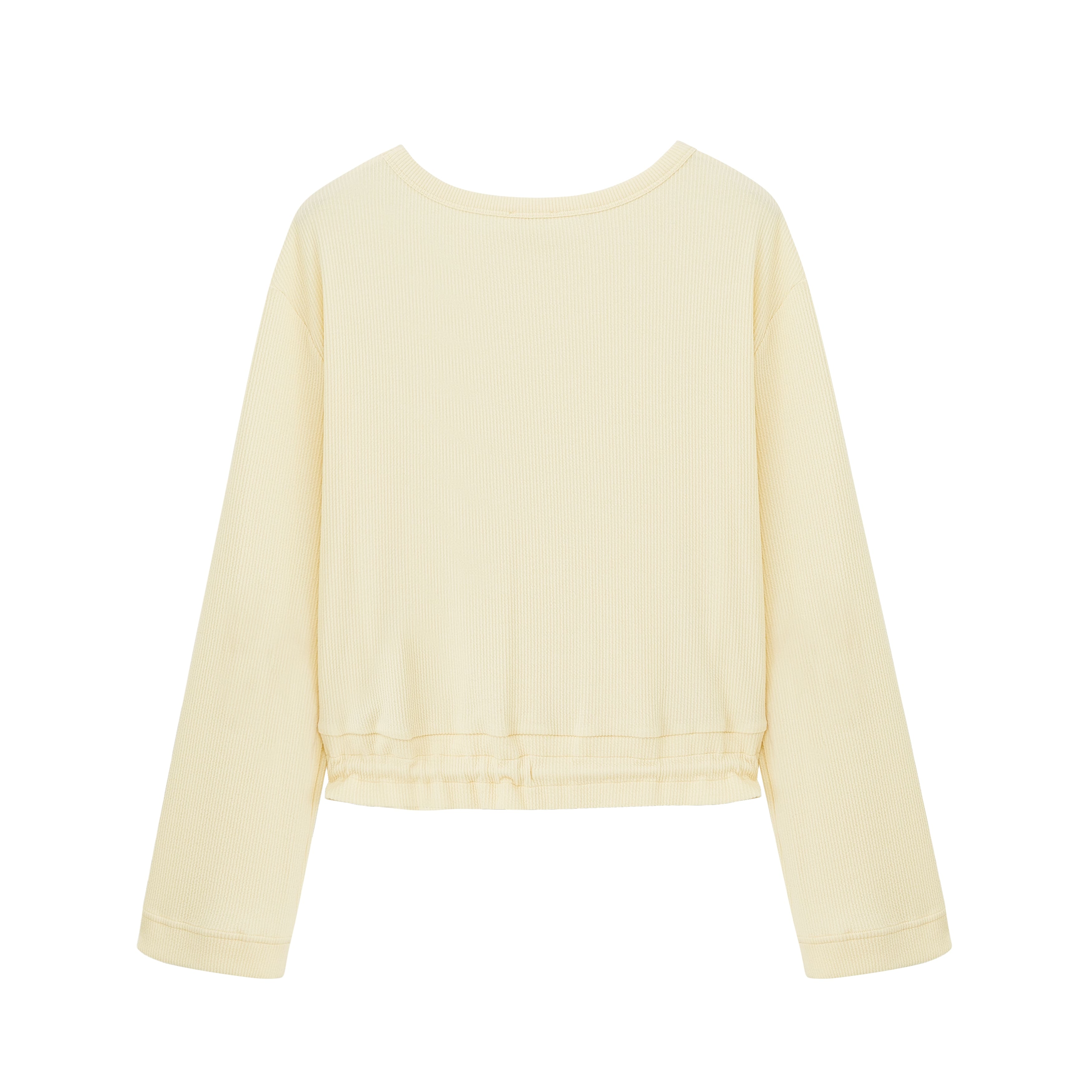 flat lay image of yellow pajama top from top
