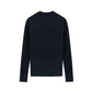 back of dark blue Shimmer Mock Neck Sweater flat lay