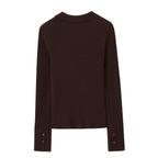 a brown silky wool zip-up cardigan from back