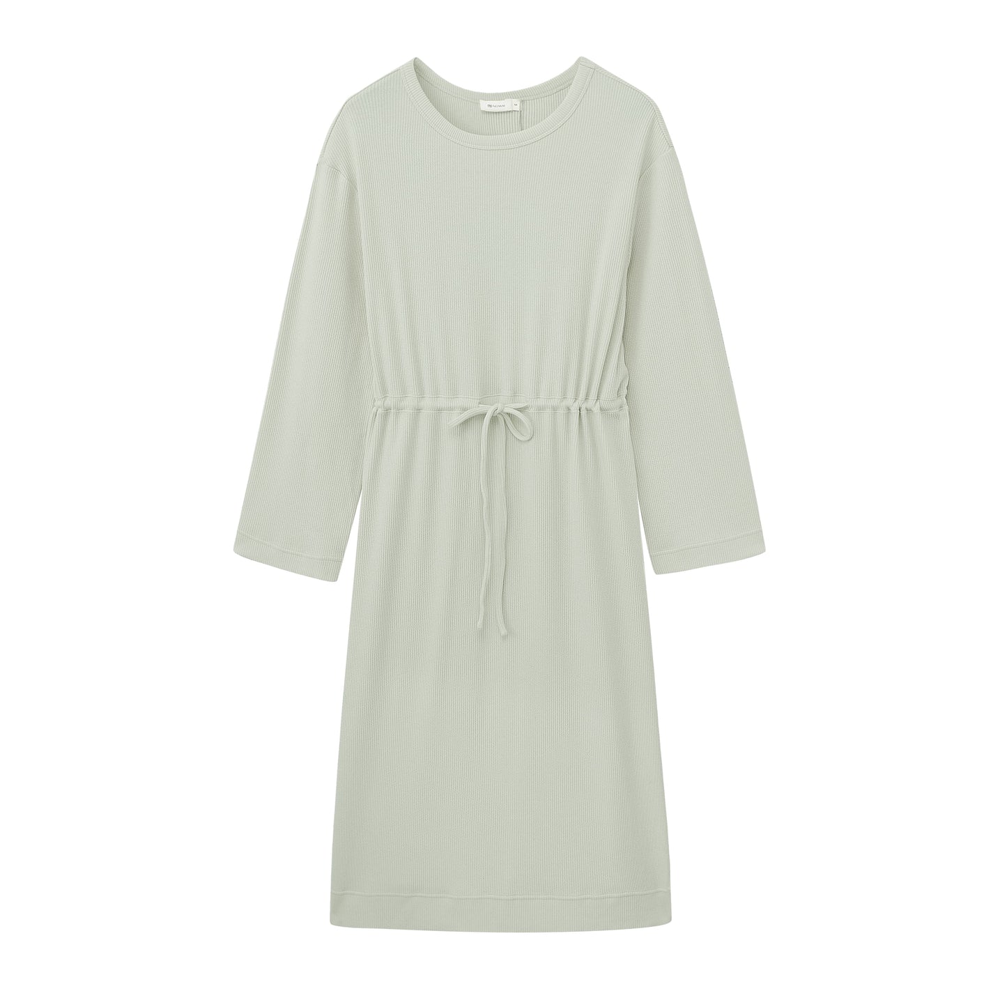 flay lay image of the long sleeve mint pajama dress with waist drawstring