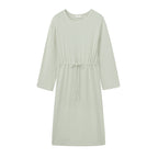 flay lay image of the long sleeve mint pajama dress with waist drawstring