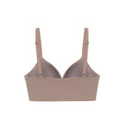 the back of a purple bra