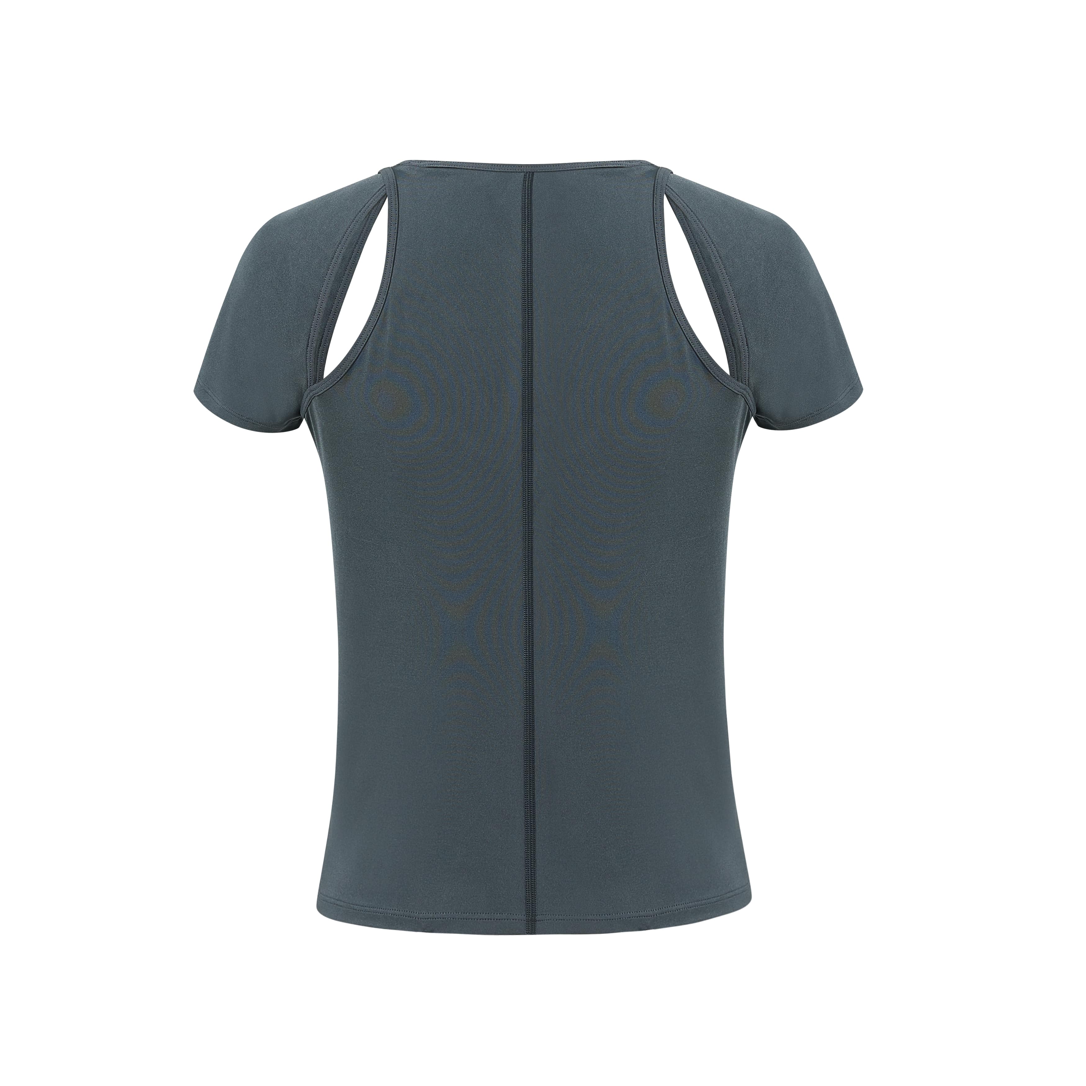 back of dark grey t shirt