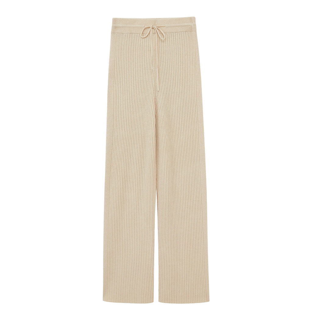 ivory flare knitted pants flat lay