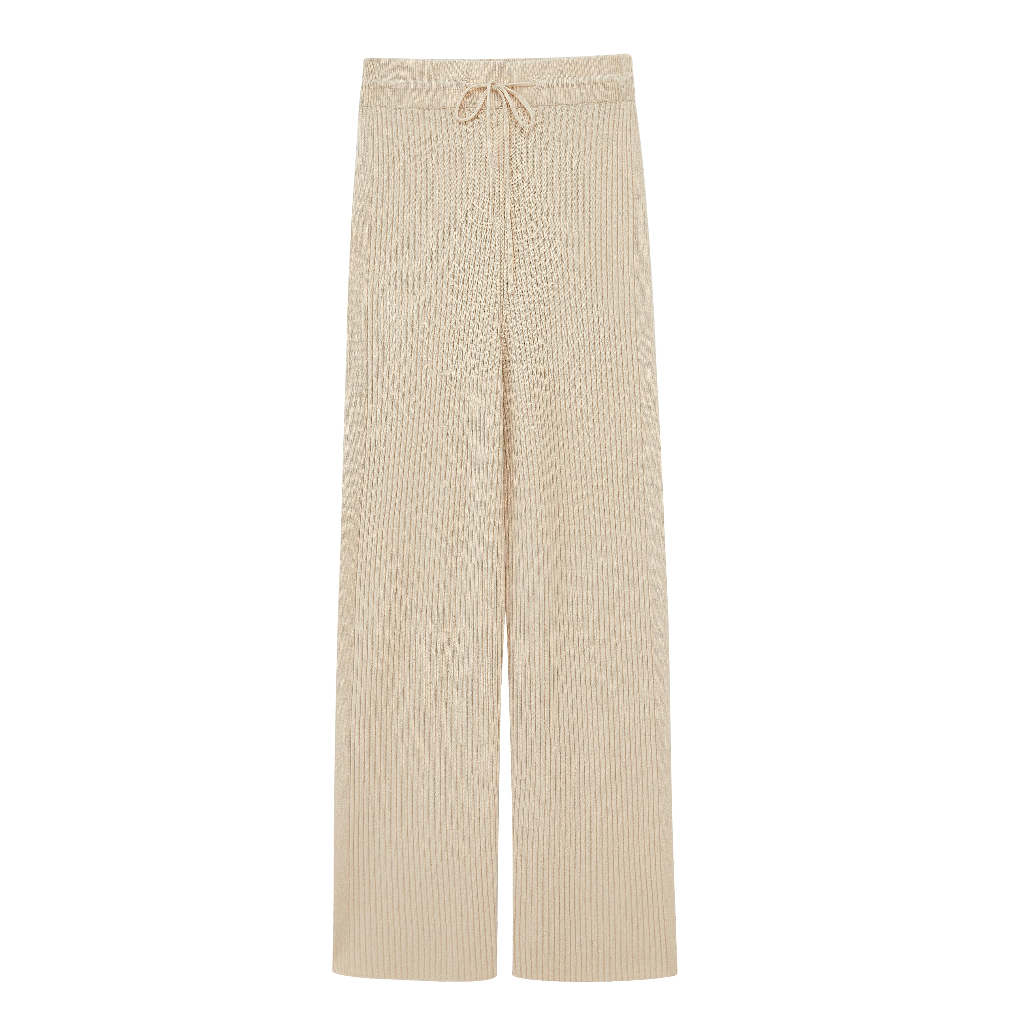 ivory flare knitted pants flat lay
