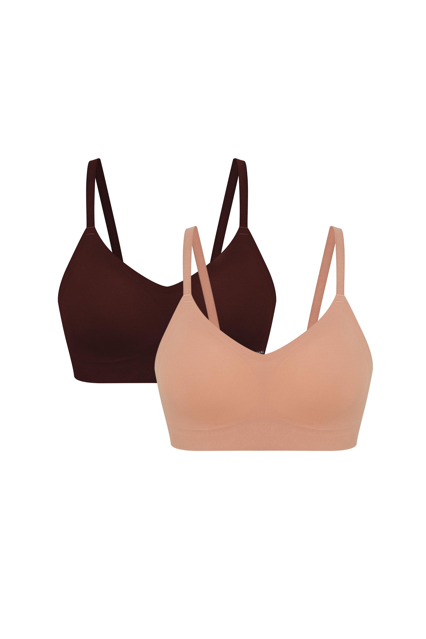 two bras, one in brown and one in tan
