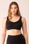 woman wearing black bra