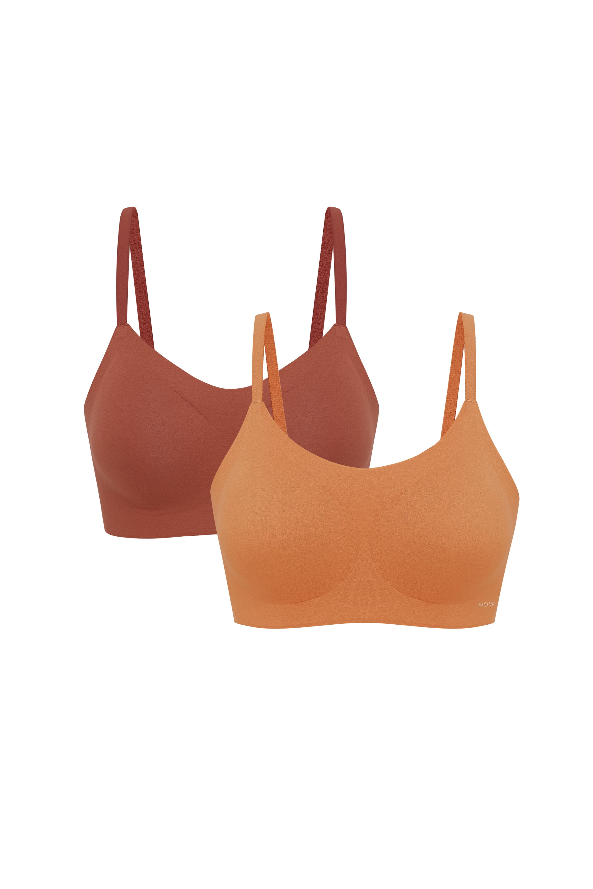 2-pack special offer Aimuhuxi brand spaghetti straps thin non-wired sports  bra skin color seamless bra