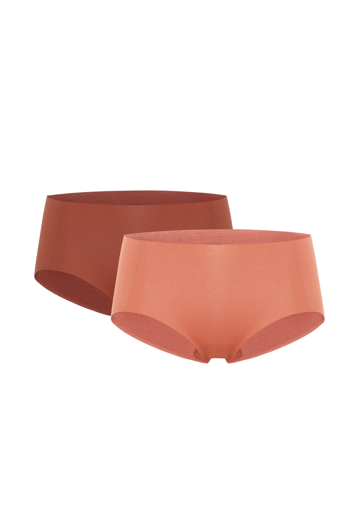 two briefs in rust and orange