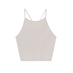 Flat lay image of front of beige-colored tank top