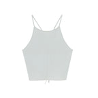 Flat lay image of front of light green tank top