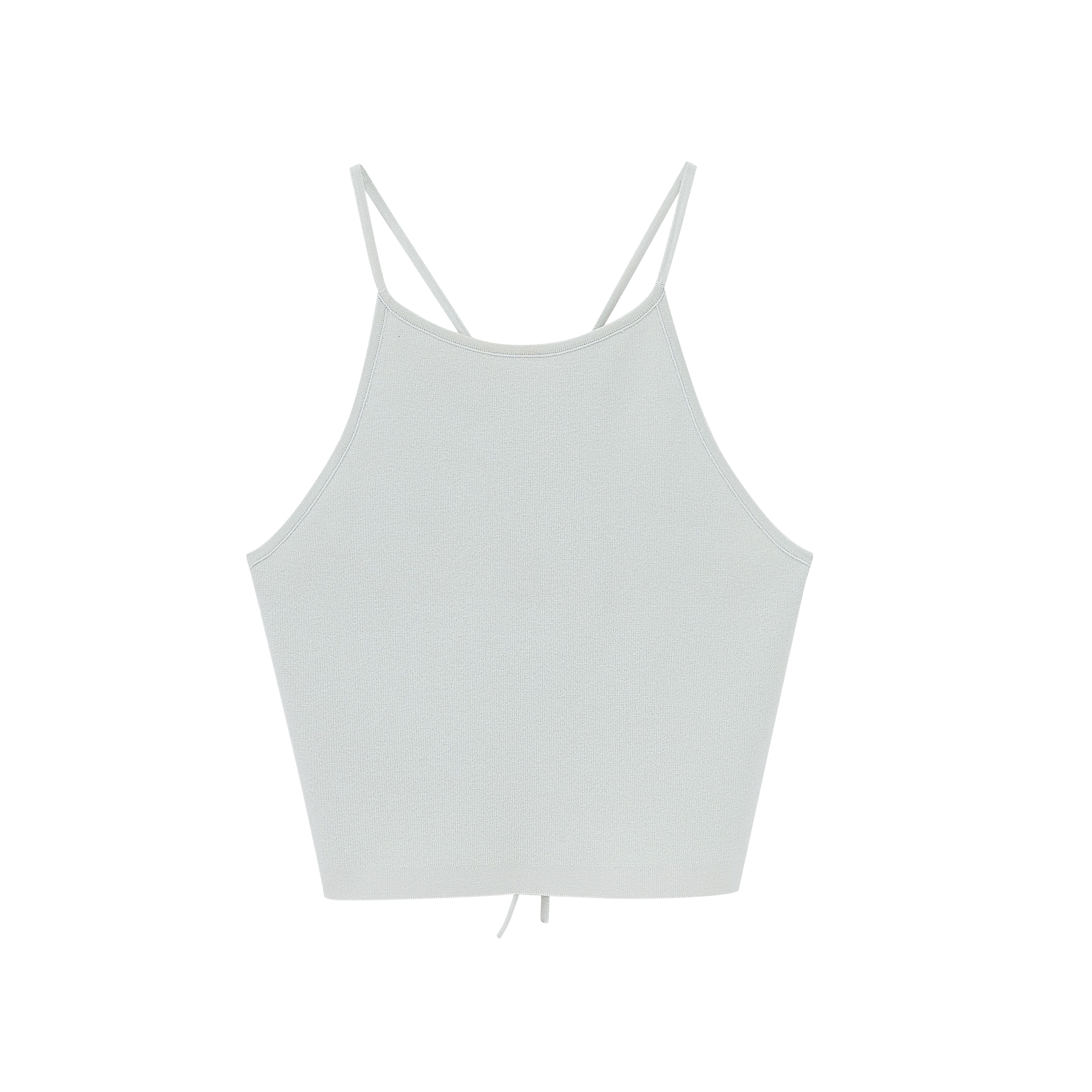 Flat lay image of front of light green tank top