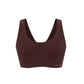 a flay lay image of a brown color Barely Zero Classic Bra, which is a pull-over style with thick stripes.