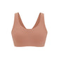 a flay lay image of a brick color Barely Zero Classic Bra, which is a pull-over style with thick stripes.