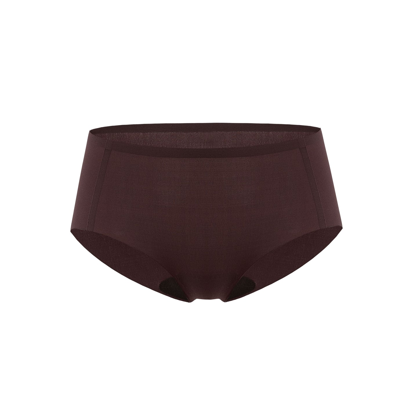 Flat lay image of dark brown underwear