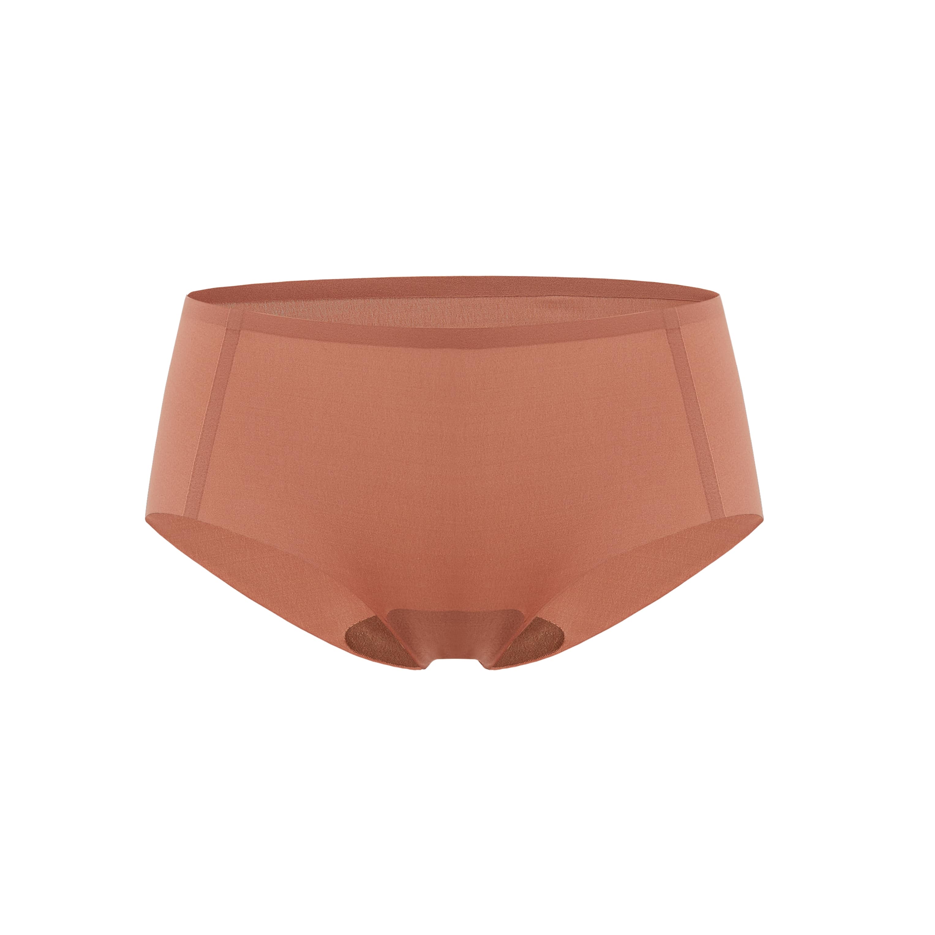 Flat lay image of rust-colored underwear. Cinnamon Taste color.