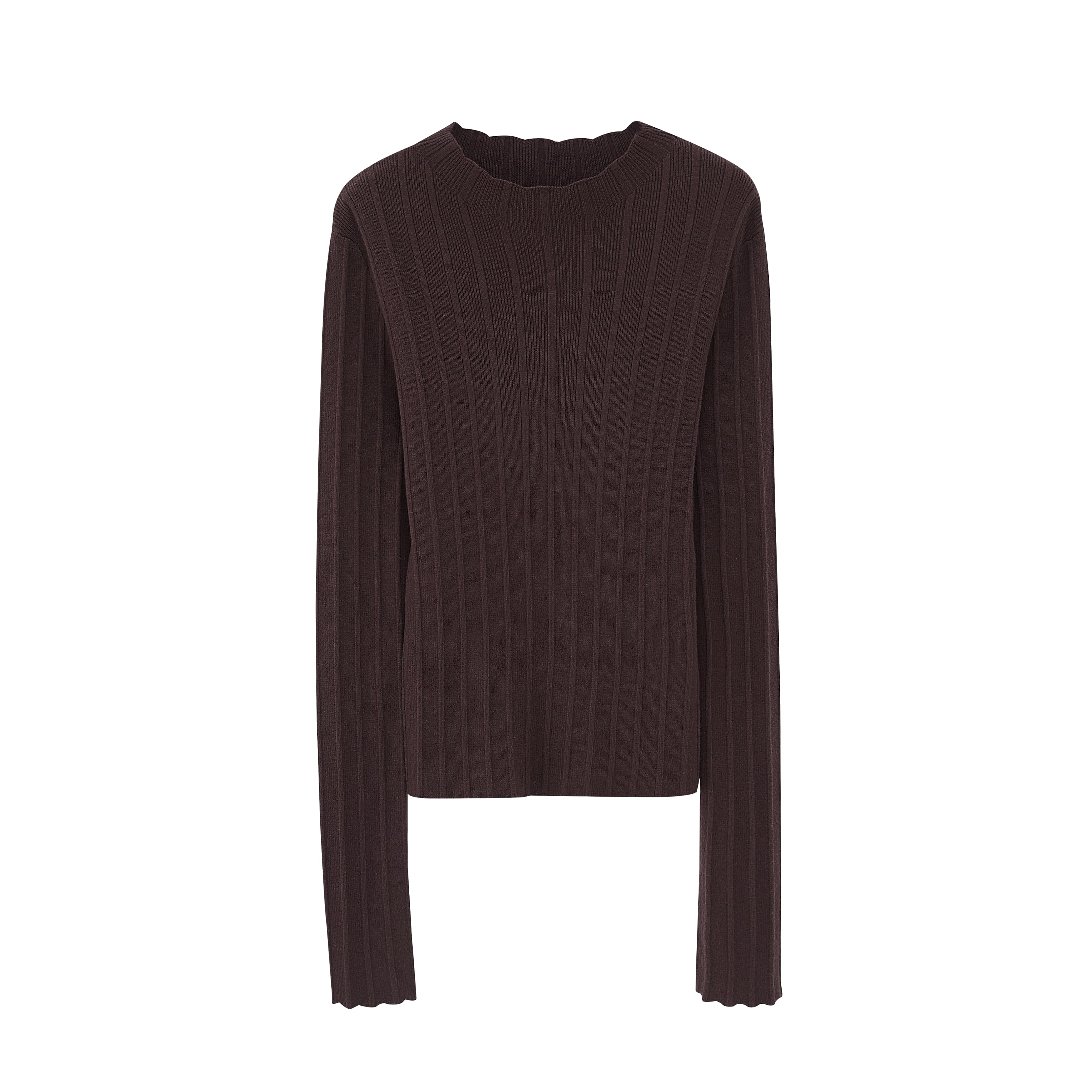Flat lay of brown sweater