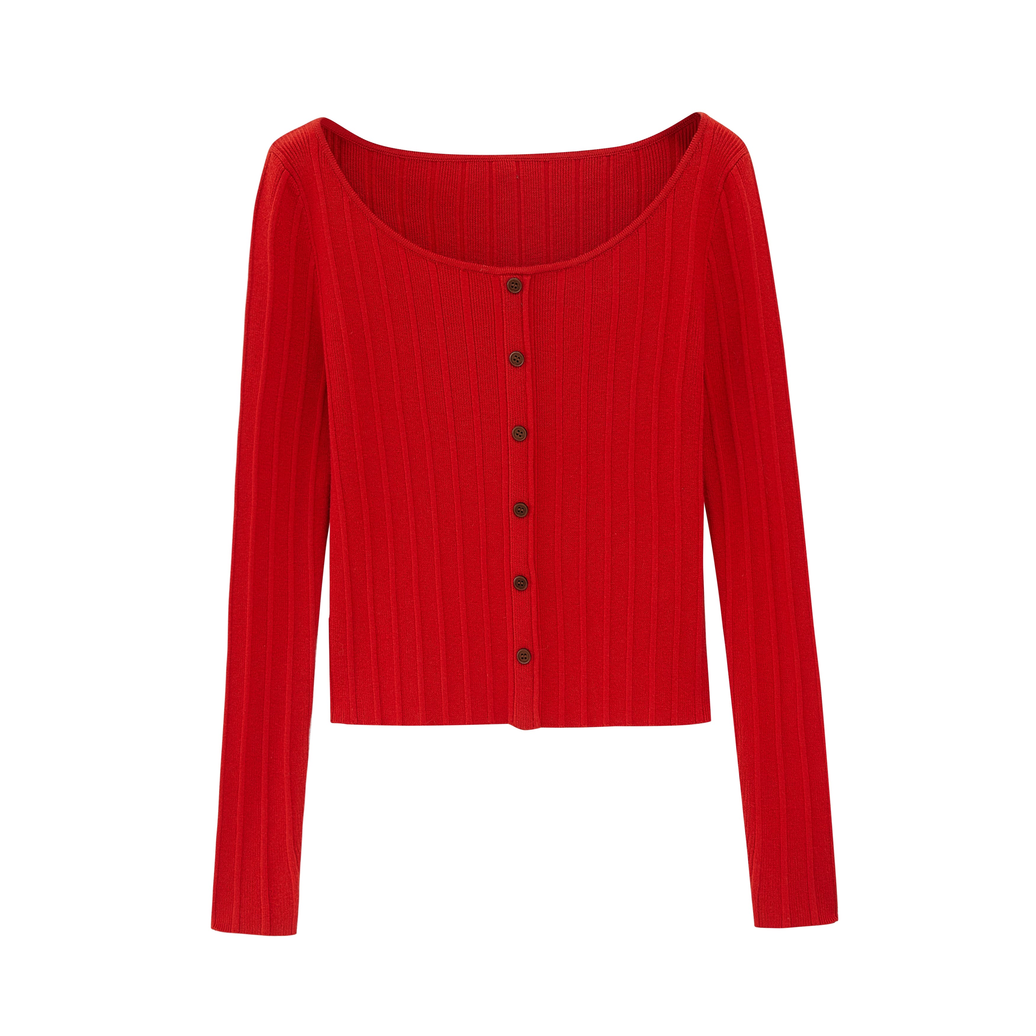Flat lay of red sweater