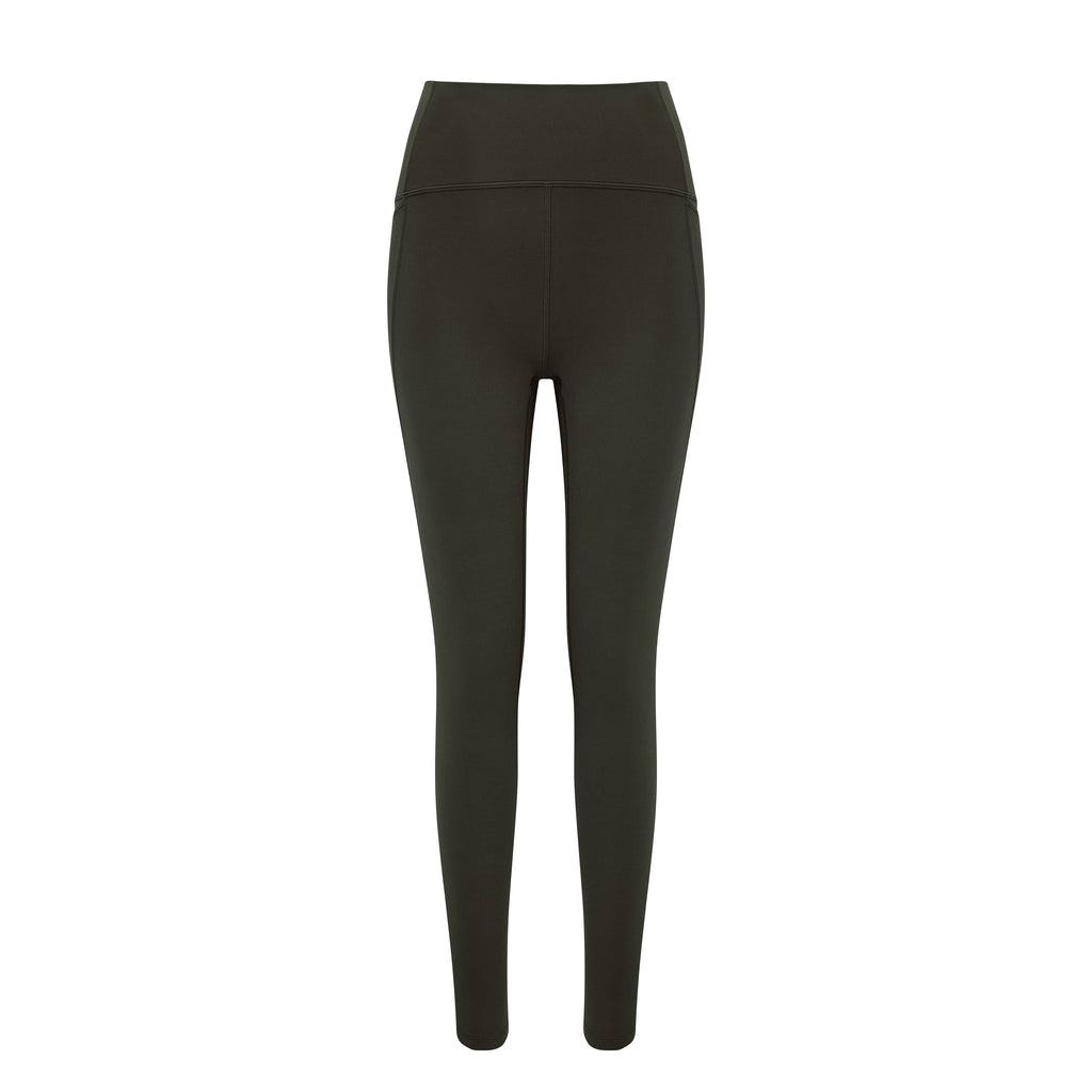 A pair of dark green leggings