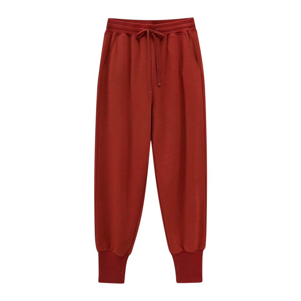 flat lay of the red pants