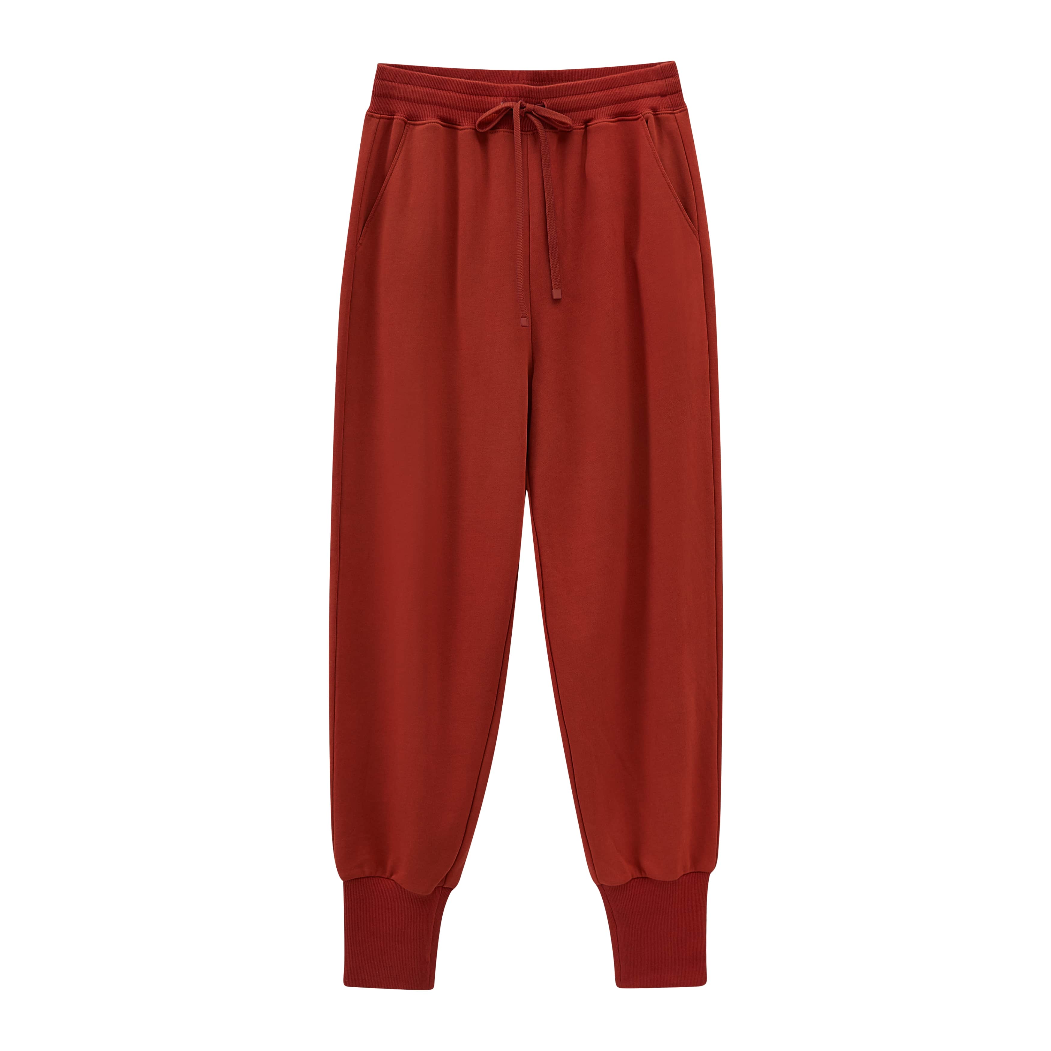 flat lay of the red pants