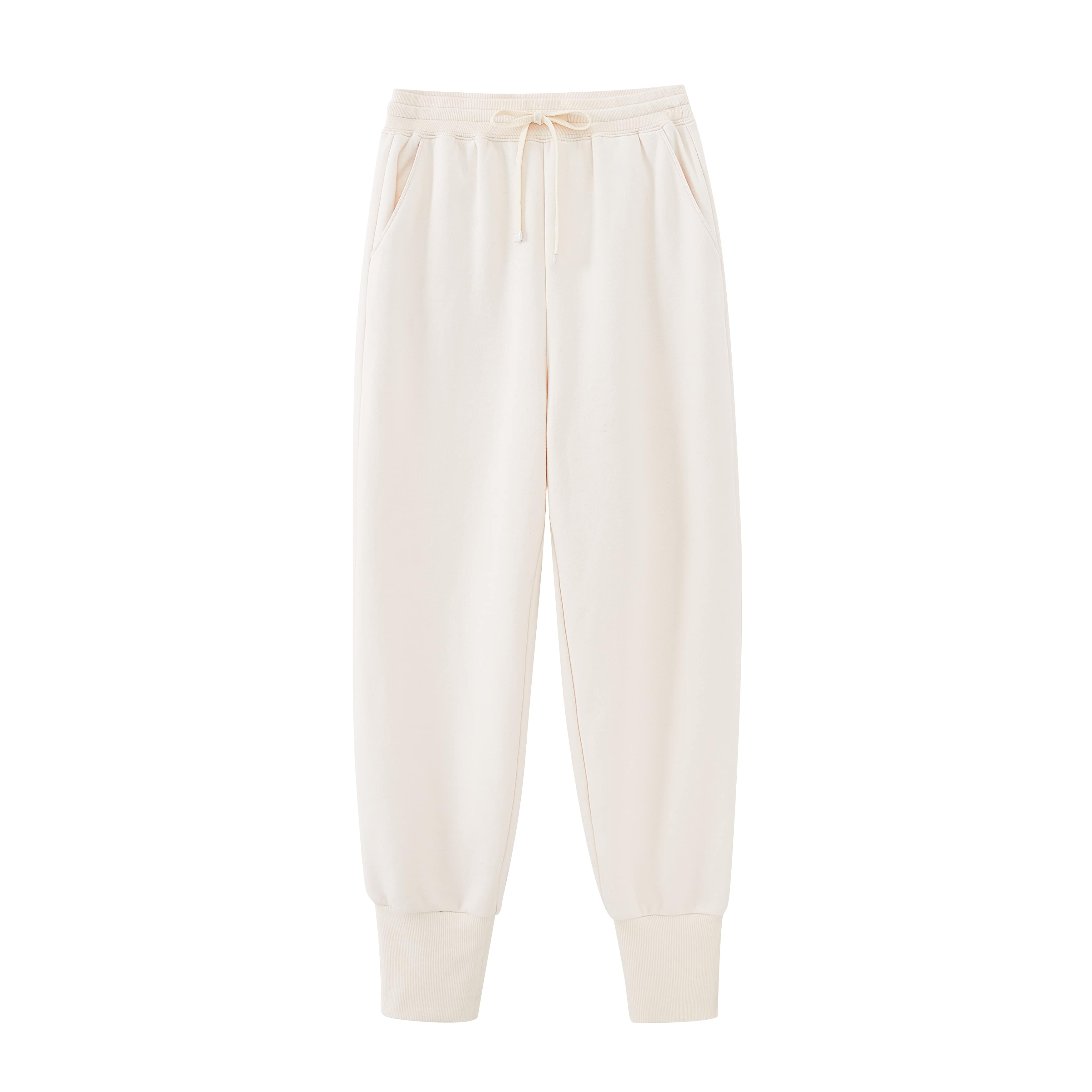flat lay of white pants