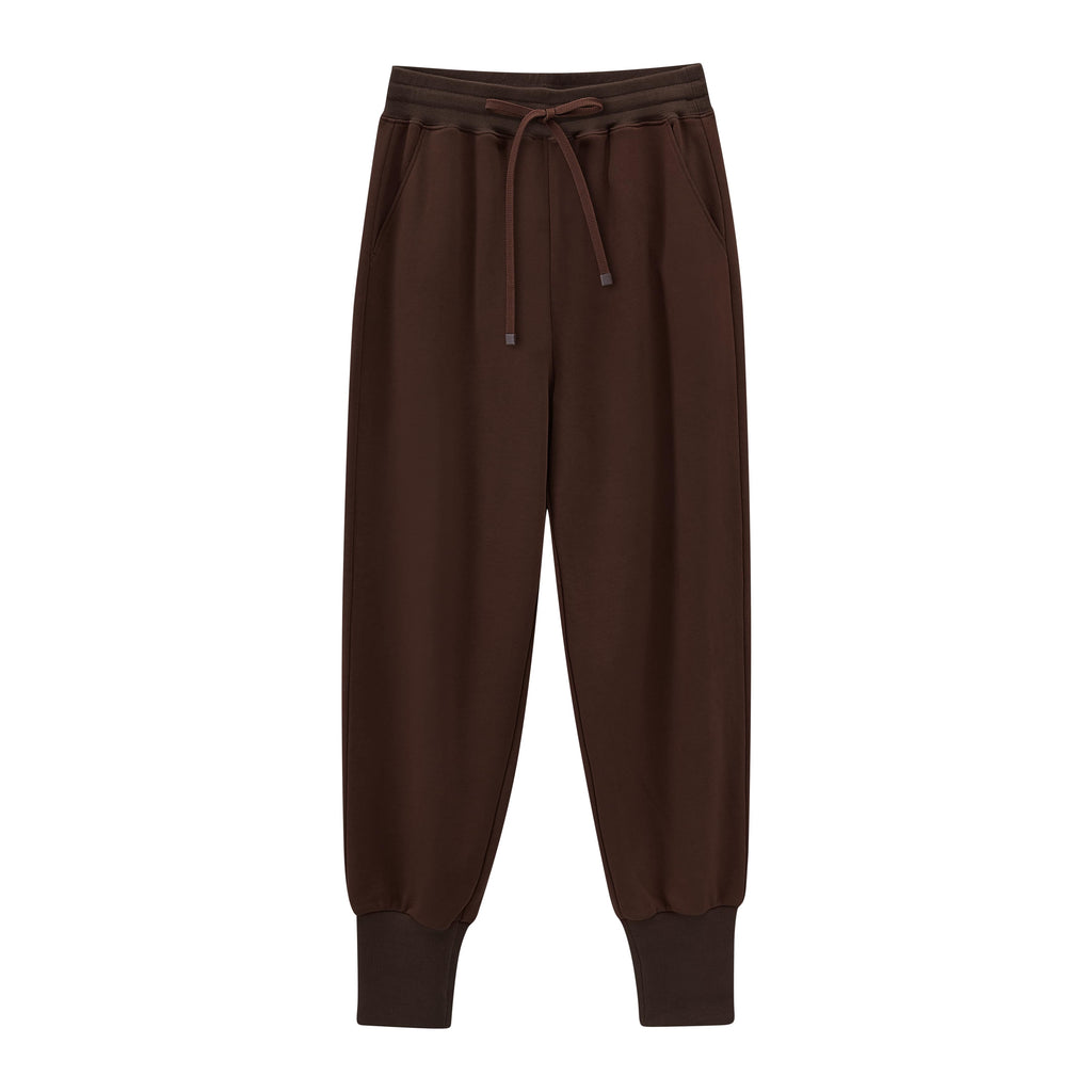 flat lay of the brown pants