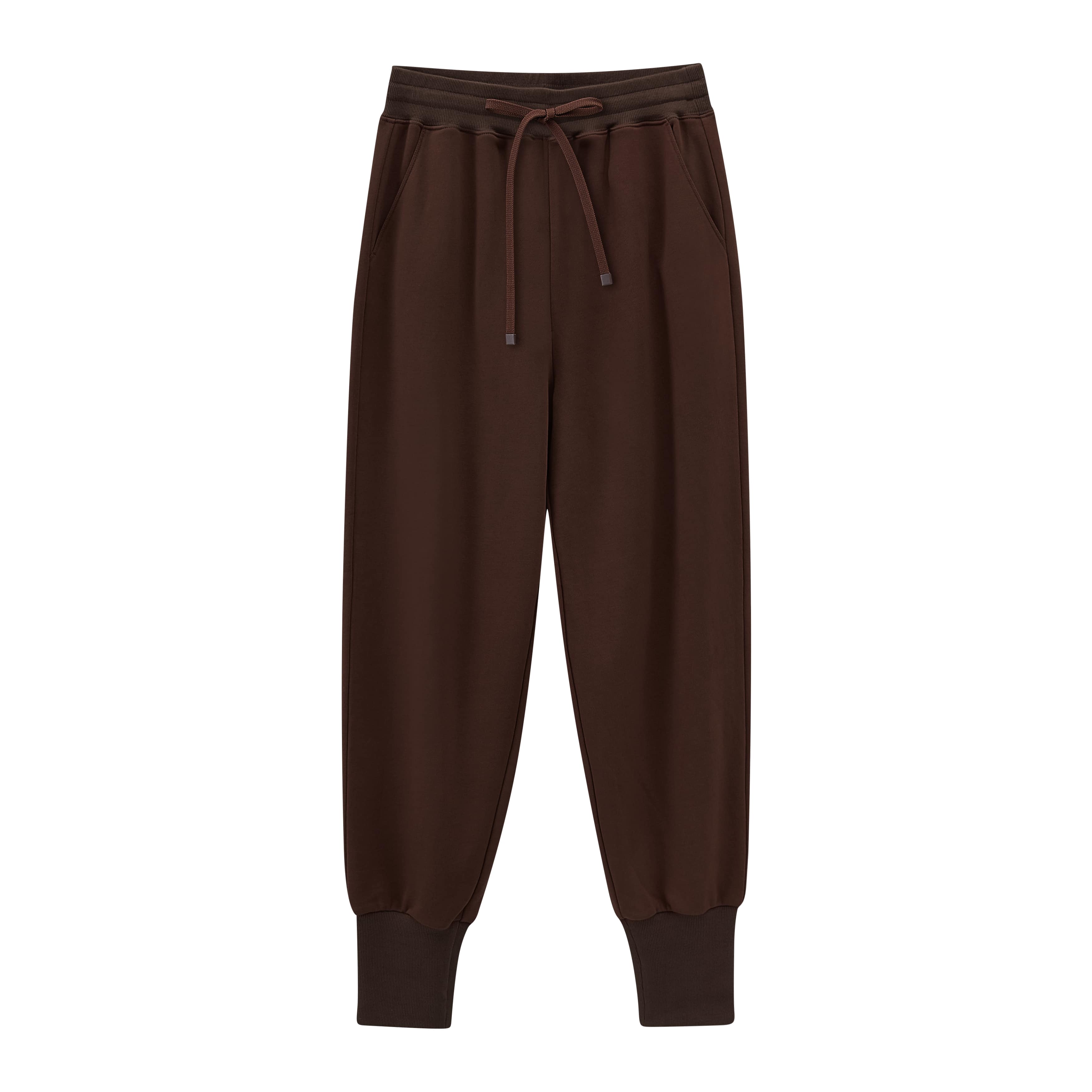 flat lay of the brown pants